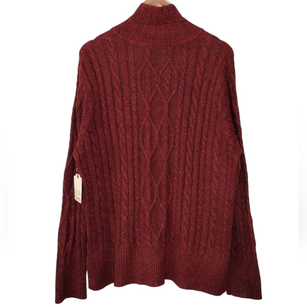 NWT St. John's Bay Rustic Brick Cable Knit Pullover Long Sleeve V-Neck Sweater - Picture 2 of 15
